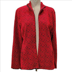 JM COLLECTION RED & BLACK LEOPARD JACKET